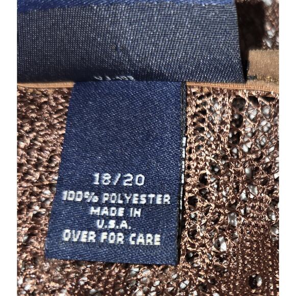 Vintage Lace Cardigan Kimono Top Sz 18/20 Medium Brown Fringe Boho Hippie USA - Picture 9 of 16